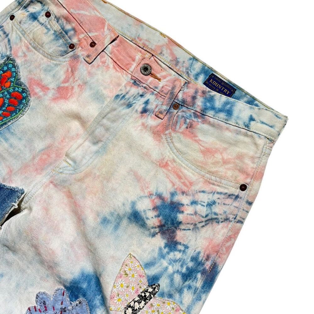 Papillon Tie Dye Patchwork Flared Denim - image 2
